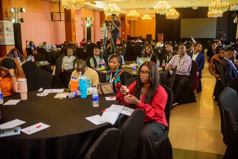 A full ballroom of attendees listening to a session at Scrum Day Nigeria